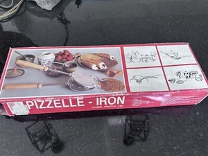 Vintage Italian Pizzelle Iron VS 5" Cookie Press Cast Aluminum + Cone Tool - Picture 1 of 16