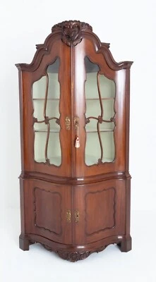 Antique French Corner Cabinet Mahogany Vitrine 1860 - Image 1 of 4
