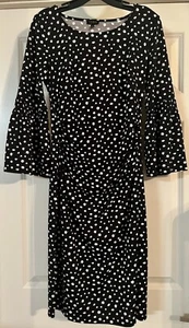 Talbots Pusteblume Volantärmel geraffte Taille Gr. M abstrakter Druck flüssiger Strick - Bild 1 von 12