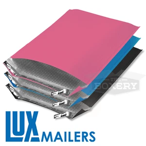 Colored Poly Bubble Mailers Pink Black Blue Plastic Envelopes - The Boxery - Picture 1 of 4