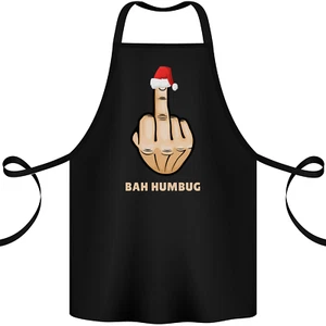 Bah Humbug Finger Flip lustige Weihnachten unhöfliche Baumwolle Schürze 100% Bio - Bild 1 von 30