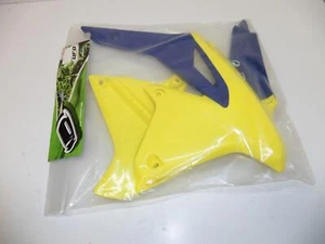 Réservoir Cache-Radiateur Scoops Compatible À Suzuki Rmz 450 08-17 Jaune-Bleu - Photo 1/4