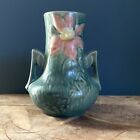 Roseville Art Pottery Blue Clematis Double Handle Vase