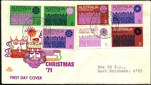 1971 Australia Christmas Issue Set Of 7 Royal Addressed First Day Cover, VGC - Bild 1 von 1