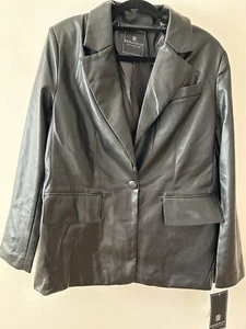 Bagatelle Black Blazer Jacket Bottoms Sleeve Faux Leather Pockets Size XL - Picture 1 of 20