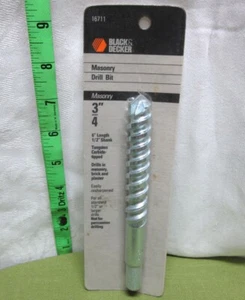 MASONRY DRILL BIT Black & Decker ¾” tungsten carbide-tipped ½” shank 6” long - Picture 1 of 2