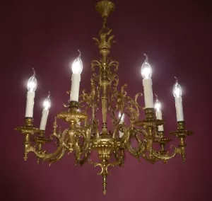 8 LIGHT BRASS CHANDELIER LIGHTINGS HOME DINNER ROOM Ø 28" - Picture 1 of 12