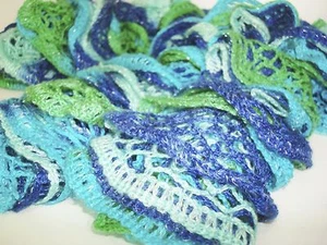 The Mermaid - Handknit Blue, Green, and Light Blue Ruffle Fashion Scarf - Picture 1 of 8