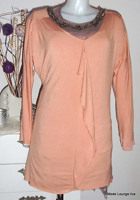kaffe - Kleid dress TUNIKA Long-Shirt aprikose apricot rose rosa tunic - Bild 1 von 2