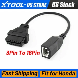 Car OBD2 Diagnostic Cable Fit For Honda 3 Pin To 16 Pin Connector Adapter Tool - Picture 1 of 6