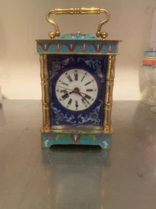 Emaille & Cloisonne Messing Damen Kutschenuhr - sehr schön - Bild 1 von 6