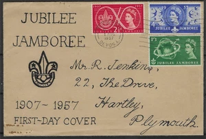 GB 1957 Scouts Jubilee Jamboree FDC - Plymouth Cancel - Picture 1 of 2