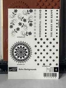 Stampin' Up! Boho Backgrounds Wood Mounted Rubber Stamps Background - Picture 1 of 3