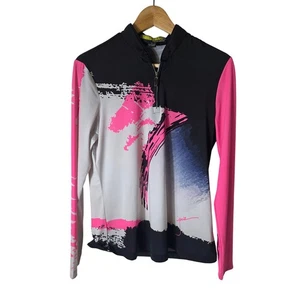 JAMIE SADOCK SUNSENSE Pink Schwarz Abstrakt Leicht Aktiv Golf Top Gr. S - Bild 1 von 8