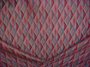 4-1/4Y KRAVET 13131 BURGUNDY ROUGE SOUTHWEST DIAMOND TRELLIS UPHOLSTERY FABRIC - Picture 1 of 4
