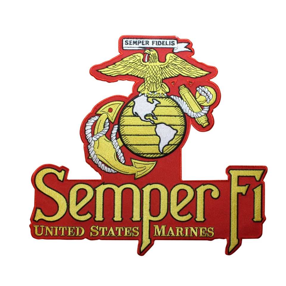 EE INC Large 12 Inch US Marines Iron On Back Patch - Eagle Globe Anchor EGA - LM