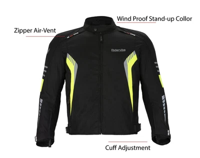 Chaqueta de protección de armadura CE impermeable de corredor de motocicleta textil de neón premium para hombre Foto 1 de 4