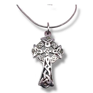 Celtic Mens Cross Solid Sterling Silver 925 Pendant Necklace 16" - Picture 1 of 14