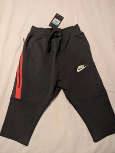 Nike Tech Fleece Athletic Pants Youth Boys Med Knee Length Dark Gray Drawstring - Picture 1 of 12