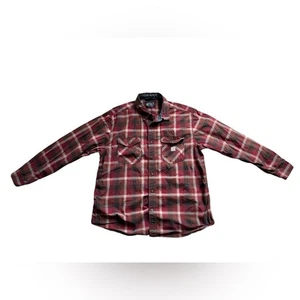 Carhartt Men’s Loose Fit lightweight plaid button up shirt red black size 2XL - Picture 1 of 7