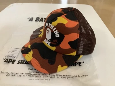 Auténtico un mono de baño bape 1er camuflaje universidad malla gorra camionero sombrero naranja nuevo Foto 1 de 4
