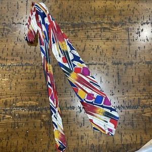 Bugatti italienische Seidenkrawatte geometrisch Pinselstrichmuster Vintage 90er Geschenkbox - Bild 1 von 8