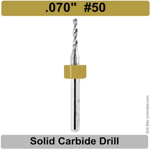 .070" #50 Carbide Drill Bit 1/8" Shank  .400" Depth - Premium Carbide Drill - Picture 1 of 3