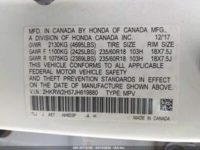 Bomba de combustible usada se adapta a: Honda Cr-v 2018 solo bomba montada en motor 1,5 L Si grado A Foto 1 de 4