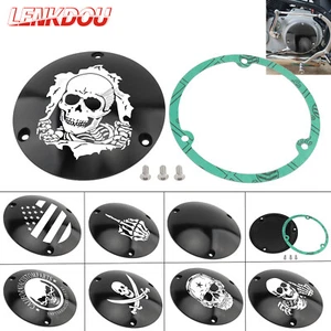Black 3 Hole Domed Derby Cover with Gasket & Hardware For Harley Touring Softail - Picture 1 of 17