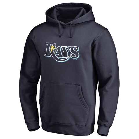 Men's Fanatics Branded Navy Tampa Bay Rays Official Logo Fitted Pullover Hoodie Cover