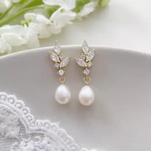 3Ct Marquise Simulated Diamond 14k Yellow Gold Plated Pretty Dangle Drop Earring - Picture 1 of 6