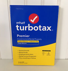 Intuit Turbotax Premier 2020 Federal Returns + Federal E-File State Return