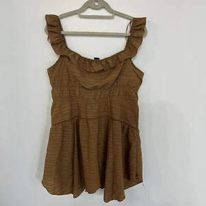 Wild Fable Skater Dress Cognac Brown Tiered Ruffle Size XL - Picture 1 of 6