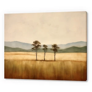 Vintage Countryside Landscape Fields Moody Muted Canvas Print Wall Hanging Art - Picture 1 of 9