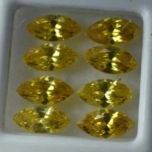 Zaffiro giallo naturale 8 pezzi 10x5 mm taglio marchesa CERTIFEID lotto pietre preziose sfuse - Foto 1 di 8