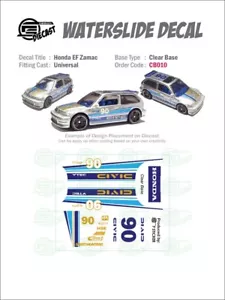 Calcomanías de tobogán acuático CB 010# BASE CLARA HONDA EF ZAMAC para fundición a presión personalizada 1:64 - Imagen 1 de 5