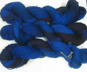 CLEARANCE 3x 100gm Aust Merino Wool 8ply Knit Handdyed Yarn Cobalt Night Blue - Picture 1 of 5