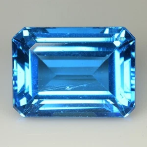 33,90 ct & 21x15x10 mm _ NATÜRLICHER SCHWEIZER BLAUTOPAS ACHTECKSCHLIFF LOSE EDELSTEINE - Bild 1 von 10