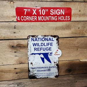 NATIONAL WILDLIFE REFUGE replica SIGN 4" X 7" all aluminum, duck, hunting, new - Picture 1 of 1