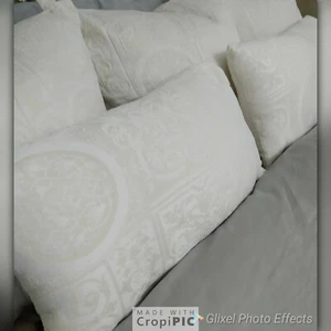 Large Scatter Cushions And Matching Bolsters Cream 100% Natural Cotton Exclusive - Picture 1 of 7