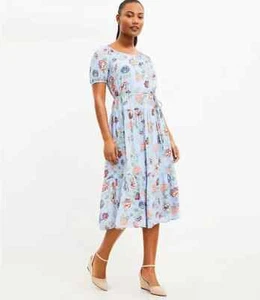 Loft Midi-Kleid mit Blumenmuster-Krawatte Taille abgestuft - Größe XS - Bild 1 von 5