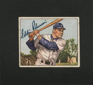 1950 BOWMAN 18 EDDIE ROBINSON AUTOGRAPHED HQ SIGNED WASHINGTON SENATORS CENTERED - Picture 1 of 2