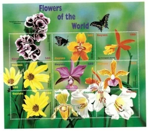 Guyana - 1999 - Flowers - Sheet Of 9 - MNH - Picture 1 of 1