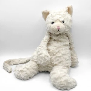 Jellycat White Cat Bianca Plush Floppy Texture Fur Long Tail Kitten Retired 16in - Picture 1 of 16