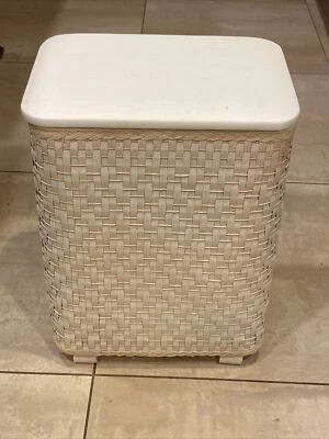 VTG MCM CLOTHES HAMPER REDMON STRAW WICKER RATTAN BASKET - Image 1 of 4