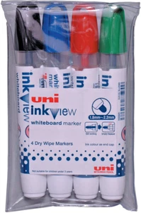 Uni-ball Inkview PWB-202 Bullet Tip Whiteboard Marker Pens - Pack of 4 - Picture 1 of 1