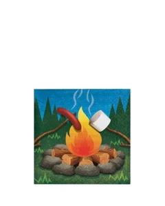 Camp Out Camp Fire Scouts Kids Theme Birthday Party Paper Beverage Napkins - Picture 1 of 1