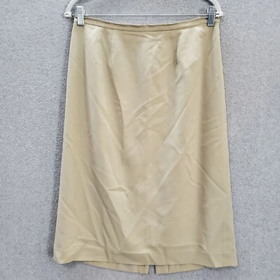 Saia Lands' End Feminina 12 Bege Mistura de Lã Lápis Midi Vintage Escritório Academia - Imagem 1 de 4