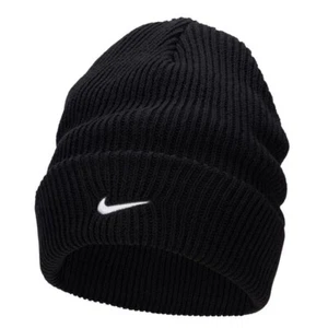 $30 Nike Air Sportswear Swoosh Peak Tall Cuff Beanie Hat Black Unisex - Picture 1 of 10