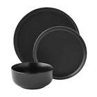Matte Black 12-Piece Stoneware Dinnerware Set